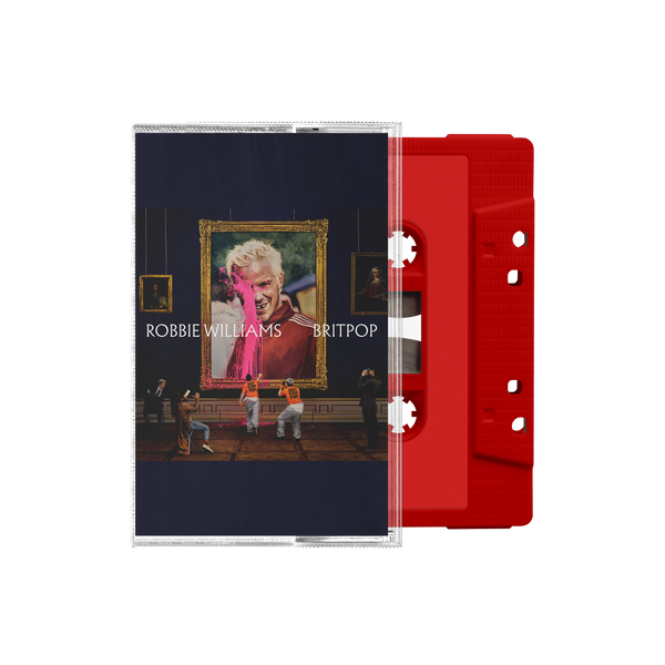 Front view of Robbie Williams BRITPOP Red Cassette only available on RobbieWilliams.com