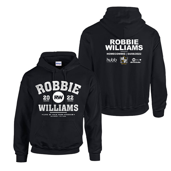 Homecoming Black Hoody only available on RobbieWilliams.com
