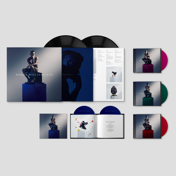 XXV Black Vinyl + Deluxe CD + Alt Artwork CDs (x3) only available on RobbieWilliams.com