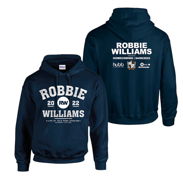 Homecoming Navy Hoody only available on RobbieWilliams.com
