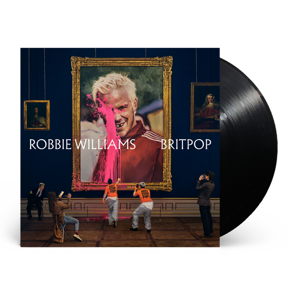 Front view of Robbie Williams Britpop Standard black vinyl only available on RobbieWilliams.com