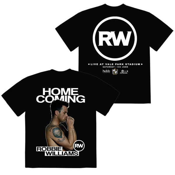 Homecoming Black Tee only available on RobbieWilliams.com