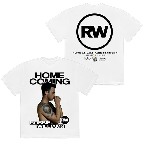 Homecoming White Tee only available on RobbieWilliams.com